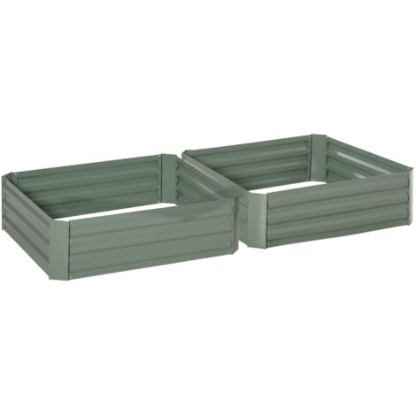 Jardinière de jardin 100x100x30cm en acier galvanisé vert pour légumes et fleurs