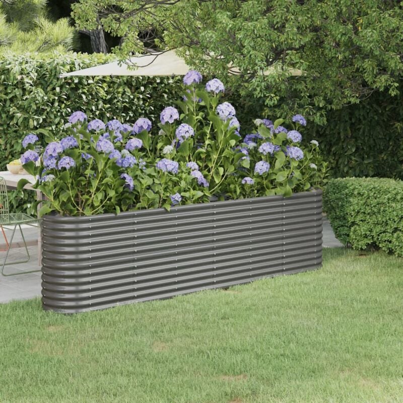 Vidaxl - Lit surélevé de jardin Acier enduit de poudre 260x40x68 cm gris
