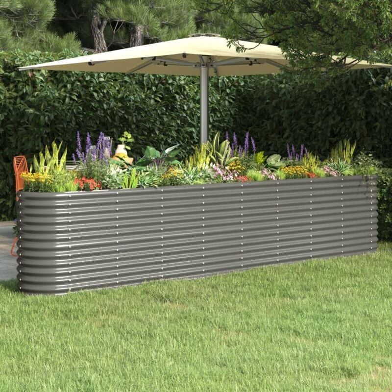 Vidaxl - Lit surélevé de jardin Acier enduit de poudre 332x40x68 cm gris