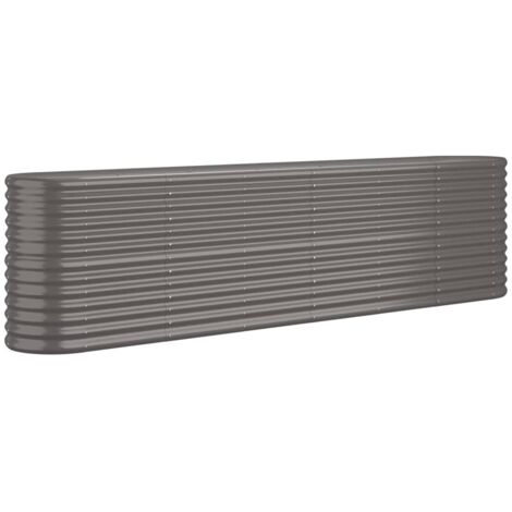 Jardinière de jardin Acier enduit de poudre 260x40x68 cm Gris