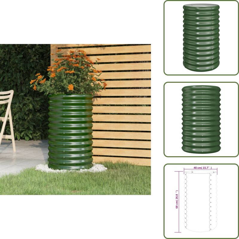Jardinière de jardin Acier enduit de poudre 40x40x68 cm Vert - Jardinière - Pots De Fleurs - Décoration Extérieure - Balcon - Patio