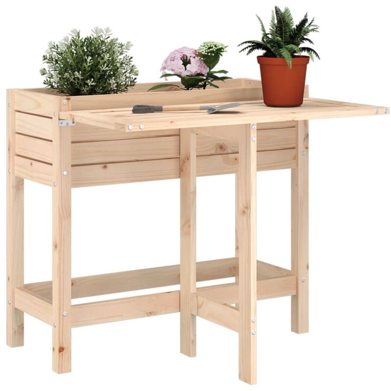 Vidaxl - Jardinière avec dessus de table pliable bois de pin massif