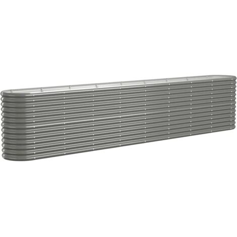 Jardinière de jardin Bac A Fleur  Acier enduit de poudre 332x40x68 cm Gris 99098