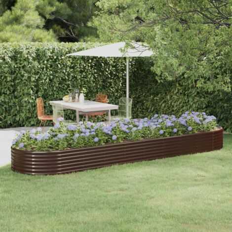 Jardinière de jardin Bac A Fleur  Acier enduit de poudre 396x100x36cm Marron 28709
