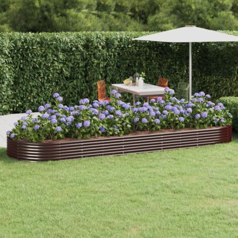 Jardinière de jardin Bac A Fleur  Acier enduit de poudre 450x140x36cm Marron 41783