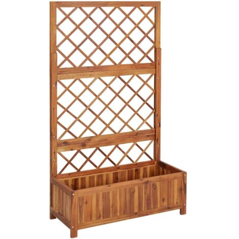 Jardinière de jardin - Balconnière à fleurs Lit surélevé avec treillis 85x38x150 cm Bois massif d'acacia BV181759 - BonneVie
