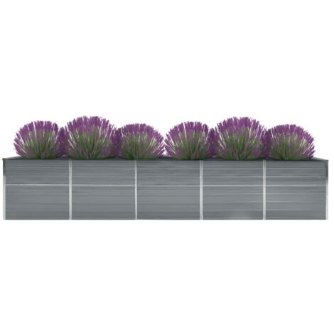 Jardinière de jardin - Balconnière à fleurs Lit surélevé de jardin Acier galvanisé 400x80x45 cm Gris BV902899 - BonneVie