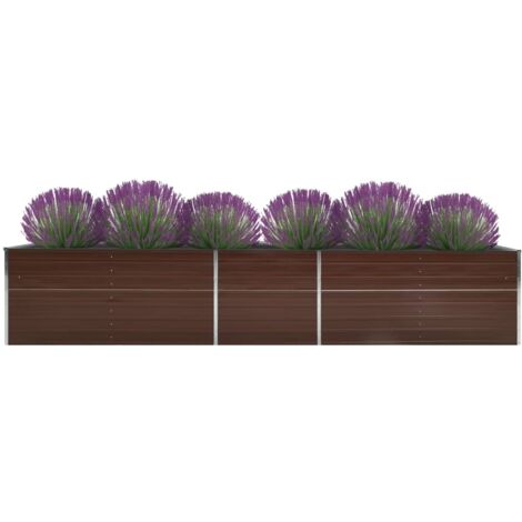 Jardinière de jardin - Balconnière à fleurs Lit surélevé de jardin Acier galvanisé 400x80x45 cm Marron BV731724 - BonneVie
