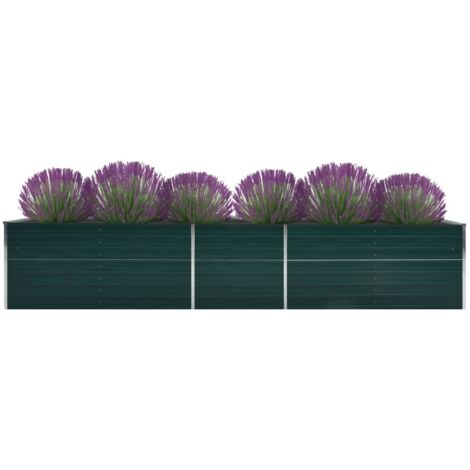 Jardinière de jardin - Balconnière à fleurs Lit surélevé de jardin Acier galvanisé 400x80x45 cm Vert BV970331 - BonneVie