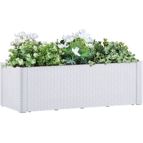 Jardinière de jardin - Balconnière à fleurs Lit surélevé de jardin et système d'arrosage Blanc 100x43x33 cm BV372472 - BonneVie