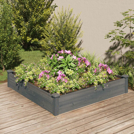 Jardinière Carre Potager Extérieur en Bois avec Tissu Géotextile 80x 60x20  cm avec Serre pour Cultiver Fleurs, Légumes, Aromates