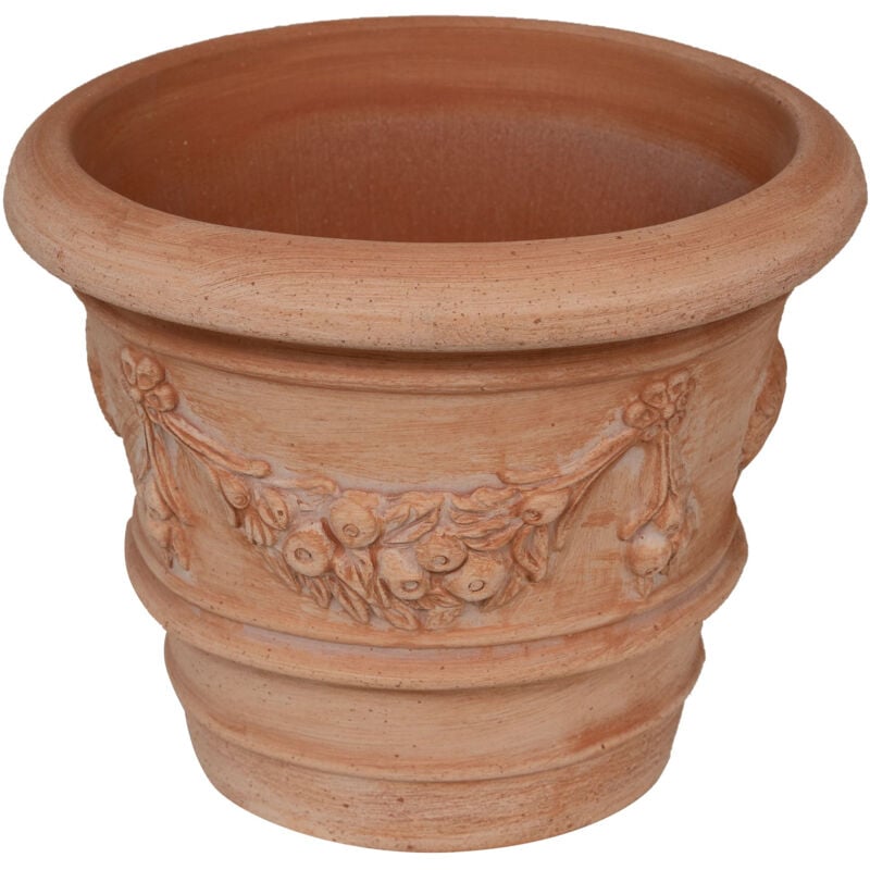 Jardinière décorative Pot de jardin rond en terre cuite Pot d'extérieur 32X26 Fabriqué à la main Made Italy Jardinière de balcon