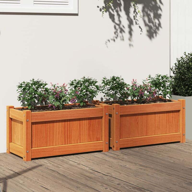 Vidaxl - Jardinières 2 pcs cire marron bois de pin massif