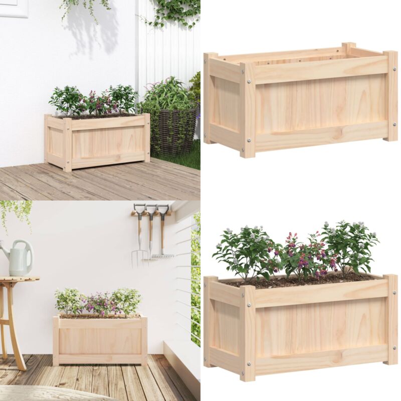 Jardinière d'extérieur 60x31x31 cm bois de pin massif - Jardiniered Exterieure - Pot De Fleurs Extérieur - Jardinière Bois - Bac à Fleurs - Déco