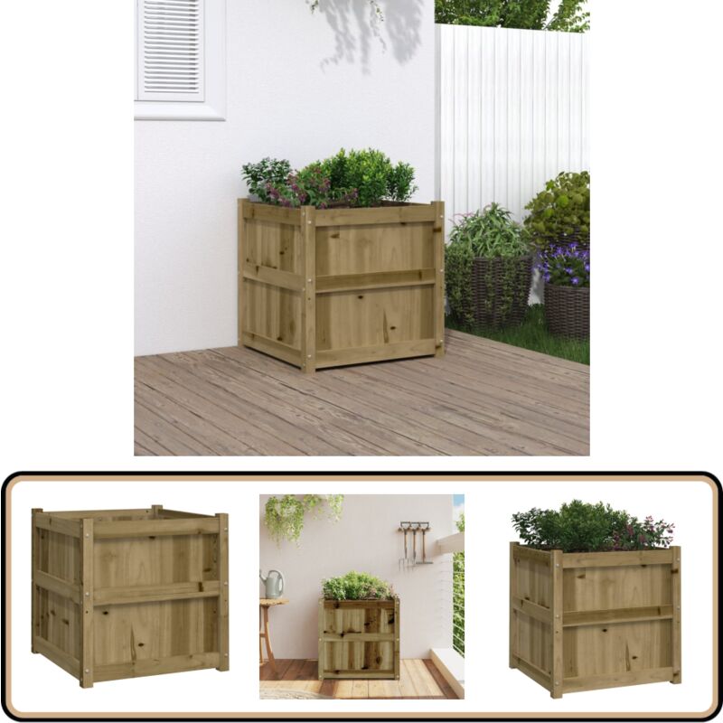 Jardinière d'extérieur 60x60x60 cm bois de pin imprégné - Jardiniered Exterieure - Pot De Fleurs Extérieur - Jardinière Bois - Décoration Jardin