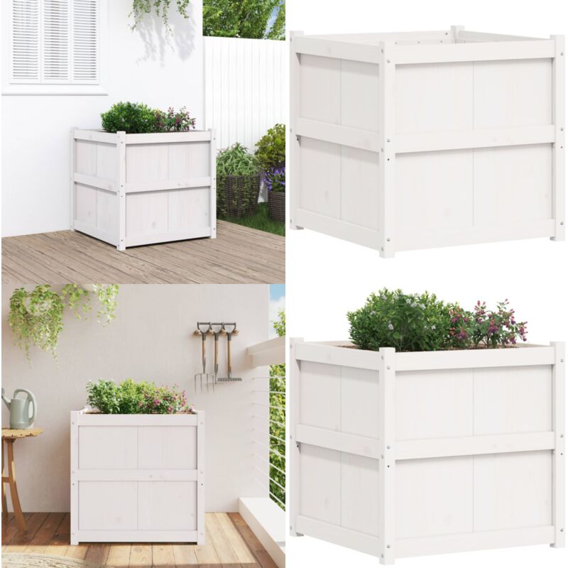 Vidaxl - Jardinière d'extérieur blanc 70x70x70 cm bois de pin massif - Jardiniered'extérieure - Jardinière Blanche - Pot De Fleurs Extérieur - Bac à