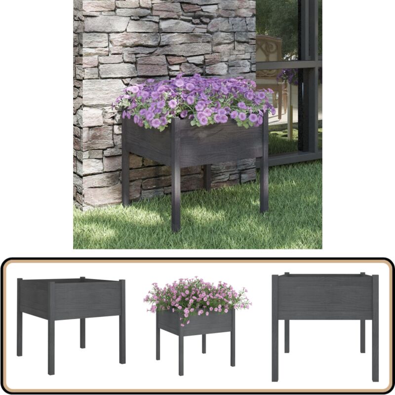 Jardinière d'extérieur Gris 70x70x70 cm Bois de pin massif - Jardiniered Exterieure - Jardinerie - Pots De Fleurs - Bacs à Fleurs - Décoration