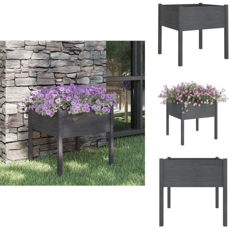 Jardinière d'extérieur Gris 70x70x70 cm Bois de pin massif - Jardiniered Exterieure - Jardinerie - Pots De Fleurs - Bacs à Fleurs - Décoration