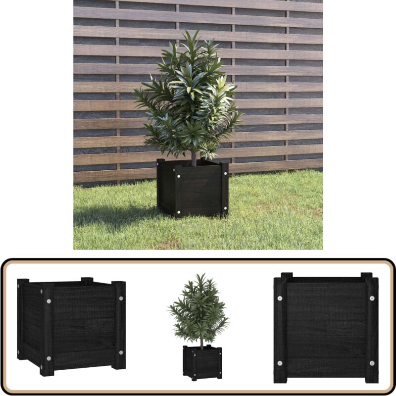 Jardinière d'extérieur Noir 31x31x31 cm Bois de pin massif - Jardiniered Exterieure - Jardiniere Bois - Pots Fleuris - Decoration Jardin - Planter
