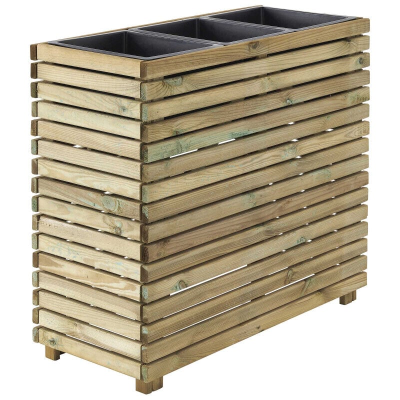 Jardinière en bois 3 pots 90 x 39,4 x 80 cm Horizon