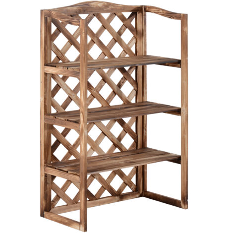 Jardinière en bois 75x38x120cm, support de plantes à 3 niveaux, bois