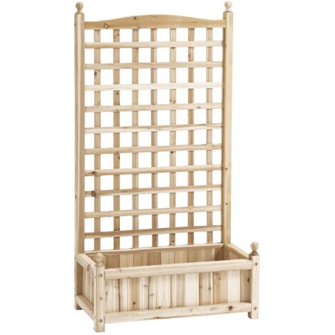 Jardinière en bois avec treillis pour plantes grimpantes, 64 x 28 x 120 cm, idéale pour le jardin et la terrasse.