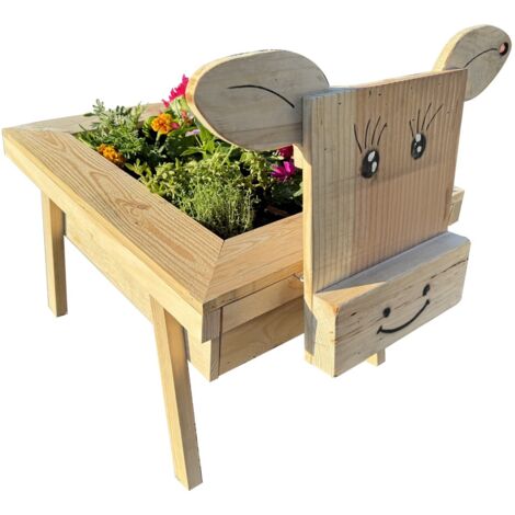 Jardinière en bois DIY à assembler avec bac plastique de 20L - Vache