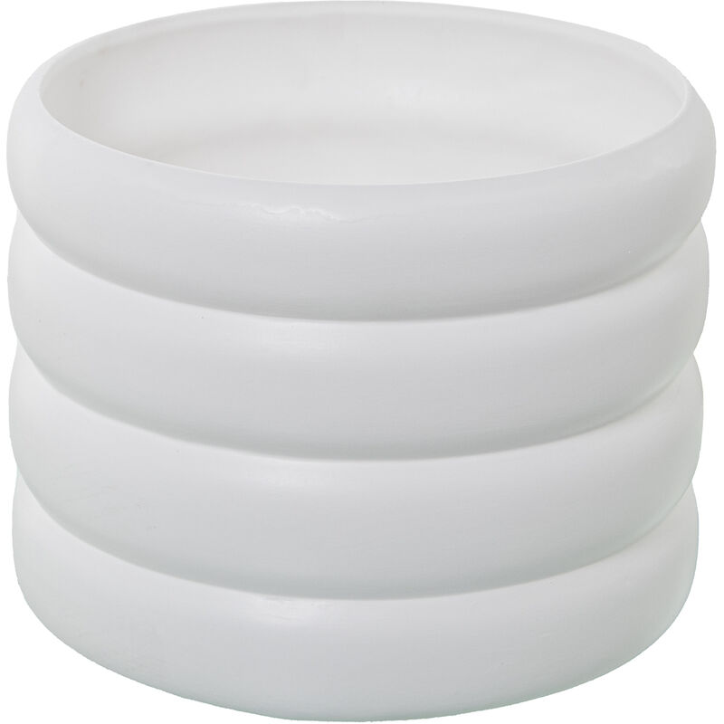 Jardinière Ondulée En Céramique Blanc Mat °25X20 Cm