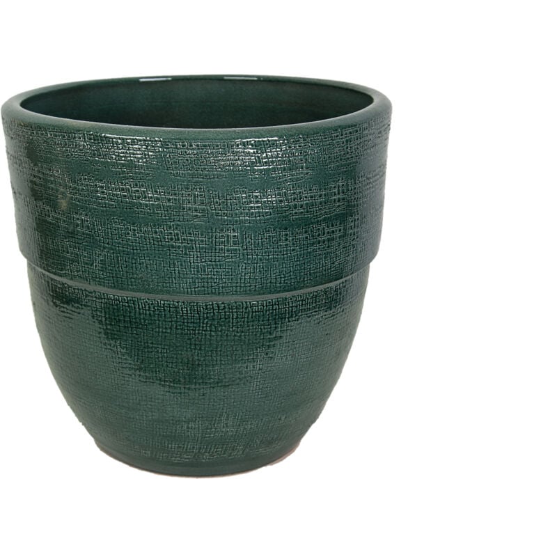 Cache-pot en céramique verte émaillée