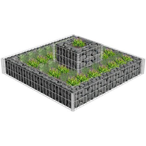 Jardinière en gabion Acier galvanisé 120x120x20 cm vidaXL - Argent