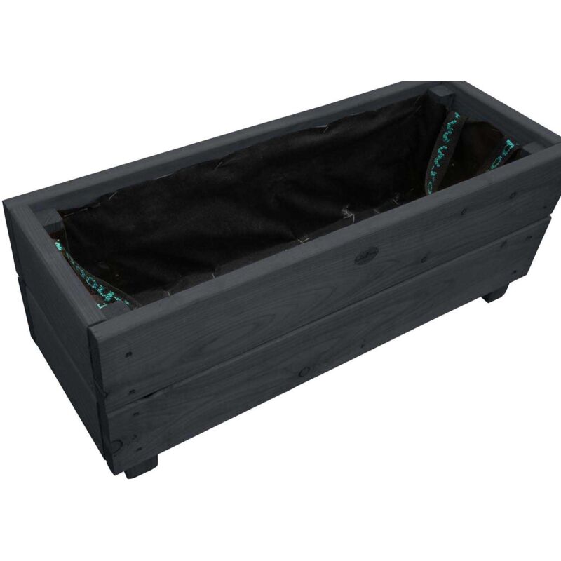 Jardinière en mélèze Moline 60 x 22 x 20 cm Cérusé gris