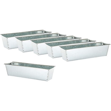 Jardinière en zinc pour palettes Euro - 6 pièces - couleur : argent