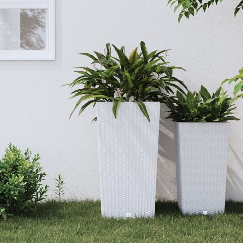 Vidaxl - Jardinière et intérieur amovible blanc 21 /49 l rotin pp