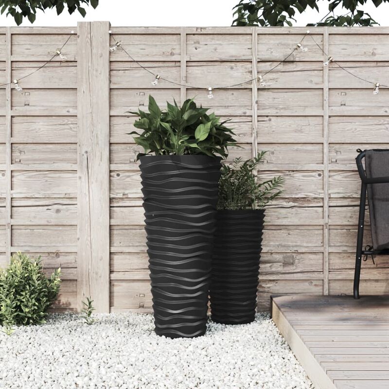 Vidaxl - Jardinière et intérieur amovible anthracite aspect rainuré