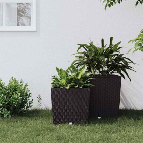 Jardinière et intérieur amovible Bac A Fleur  marron 21 /32 L rotin PP 46061