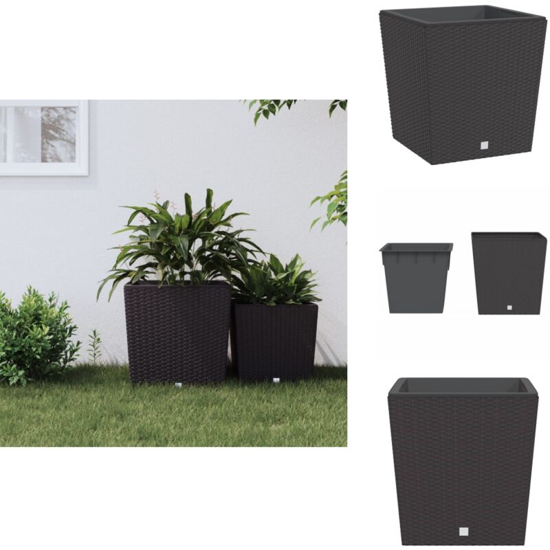 Jardinière et intérieur amovible marron 37 /64 l rotin pp - Jardiniererotins - Pots De Fleurs Exterieure - Bacs à Fleurs - Décoration Extérieure