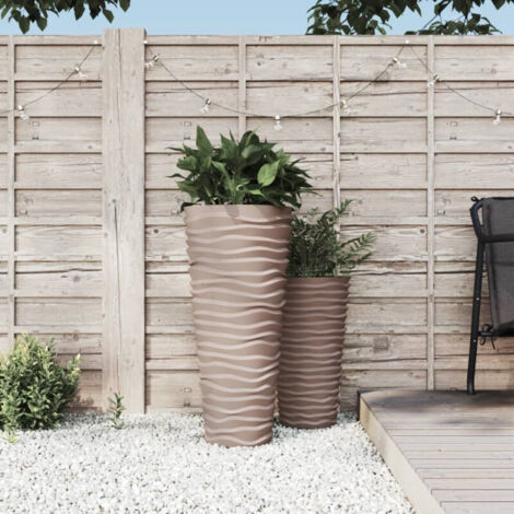 Jardinière et intérieur amovible moka 18 45 L PP aspect rainuré