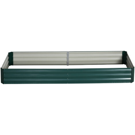 Jardinière extérieur Carré Potager de Jardin dim. 241L x 90l x 30H cm tôle d'acier ondulée Vert foncé