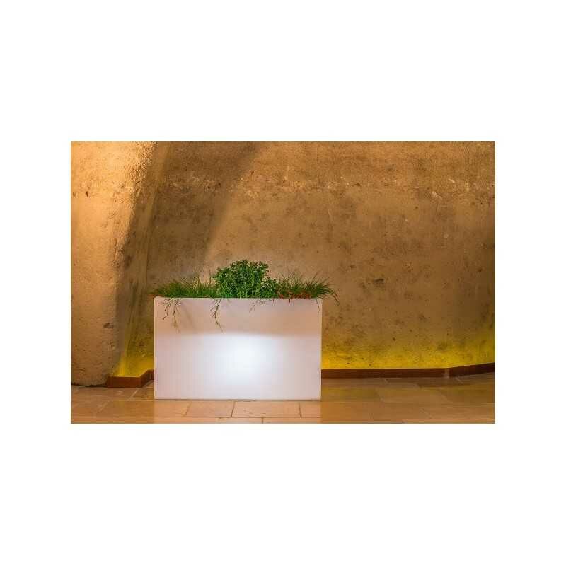 Jardinière pot de fleurs rectangulaire avec lumière en résine 80X35 cm mod. Flowerpot led mutlicolor