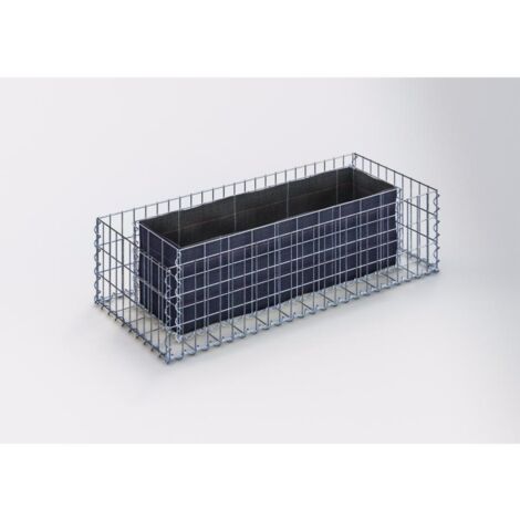 Jardinière gabion 120 x 30 x 50 cm – Mailles rectangulaires 5 x 10 cm – Traitement Galfan contre corrosion – Accessoires inclus – Gabiondeco