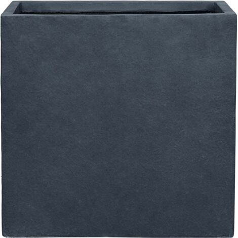 Jardinière grande taille d'extérieur ALPHA 60x25x60cm gris foncéen béton fibré, résistant au gel