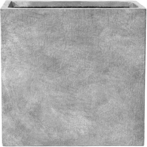 Jardinière grande taille d'extérieur ALPHA 80x35x75cm gris clairen béton fibré, résistant au gel