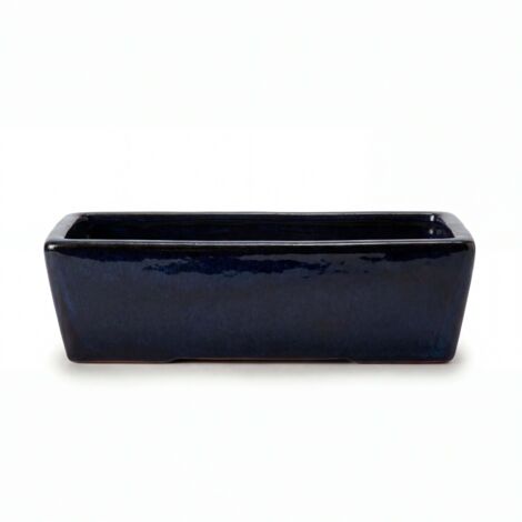Jardinière grande taille d'extérieur GIONO 60x20x17cm saphir, faite main en terre cuite émaillée, résistante au gel