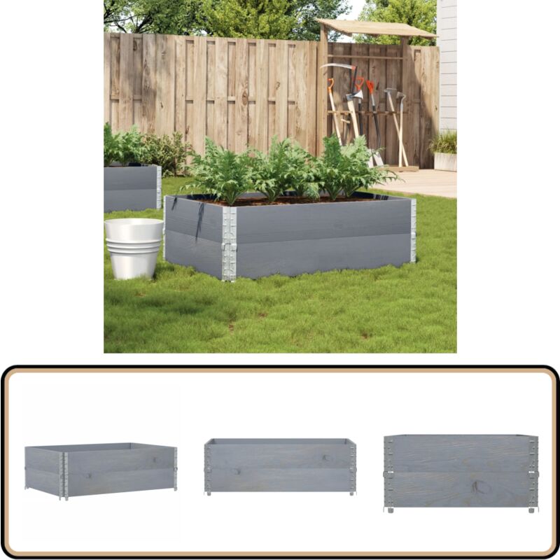 Jardinière gris 120x80 cm bois massif de pin - Jardinieres Exterieures - Jardiniere Bois - Pot Plante Extérieur - Bac Plantation - Décoration Jardin