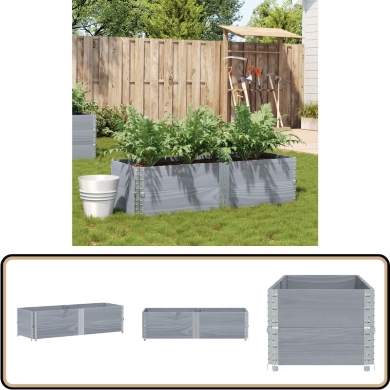 Jardinière gris 150x50 cm bois massif de pin - Jardiniered'extérieure - Jardinière Bois - Pot De Fleurs Extérieur - Bac Plante - Décoration Jardin