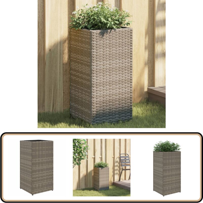 Vidaxl - Jardinière Gris 30x30x60 cm résine tressée - Jardinieres Exterieures - Pot De Fleurs Extérieur - Résine Tressée - Jardinière Design - Déco