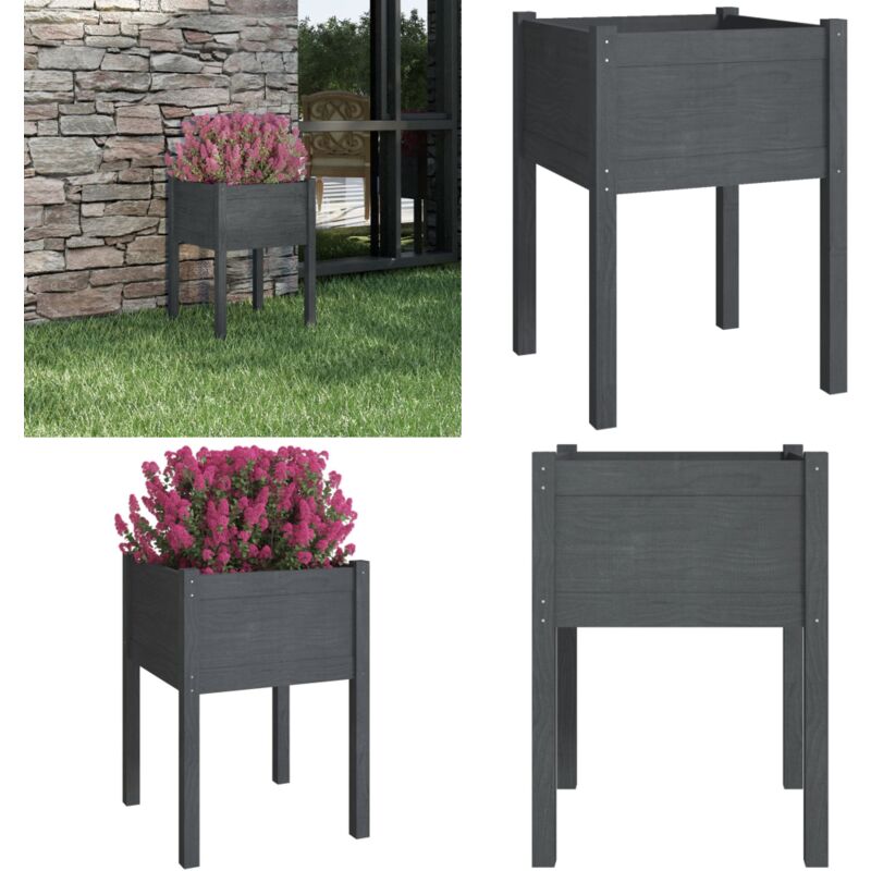 Vidaxl - Jardinière Gris 50x50x70 cm Bois de pin massif - Jardinier - Pot De Fleurs - Bac à Fleurs - Bois - Pin - Home & Living