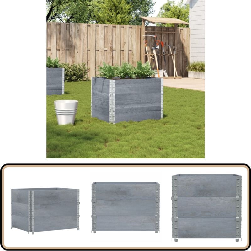 Vidaxl - Jardinière gris 80x60 cm bois massif de pin - Jardinier - Pot De Fleurs - Bac à Plantation - Plante Grimpante - Décoration Extérieur