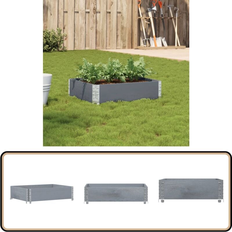 Vidaxl - Jardinière gris 80x60 cm bois massif de pin - Jardiniered'extérieure - Jardinière Bois - Pot De Fleurs Extérieur - Bac Plante - Décoration