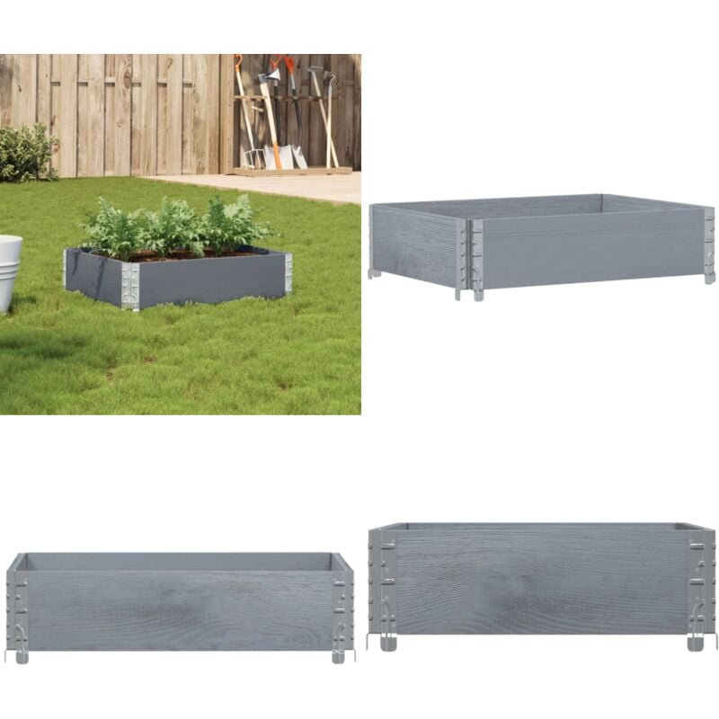 Jardinière gris 80x60 cm bois massif de pin - Jardiniered'extérieure - Jardinière Bois - Pot De Fleurs Extérieur - Bac Plante - Décoration Jardin